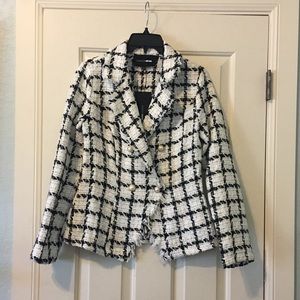 Black, white, with Gold Metallic Plaid Jacket
